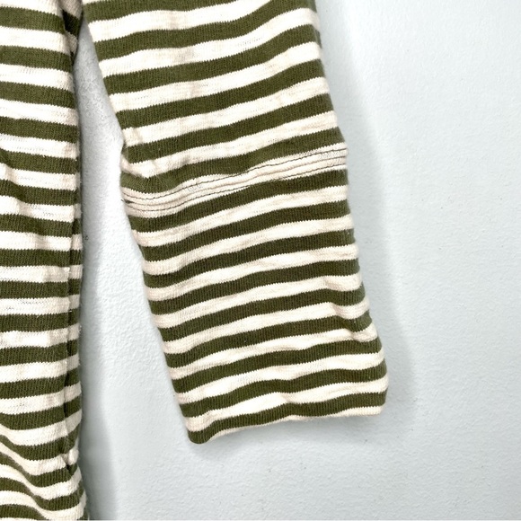 Merona Olive Striped Knit 3/4 Sleeve Top Women’s XS Exposed Zipper - Picture 6 of 12